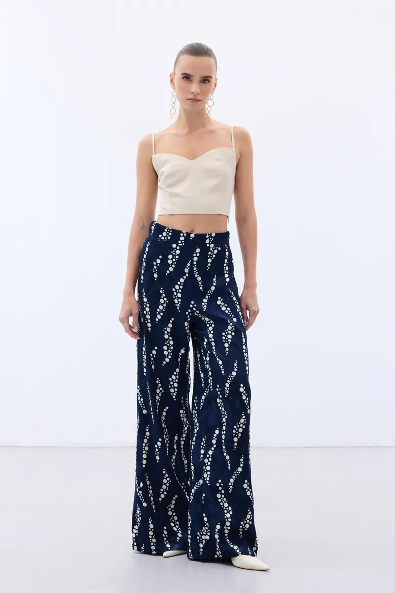Patterned Wide Leg Trousers - 3