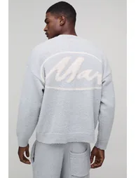 Relaxed Branded Knitted Tracksuit - grey - 3
