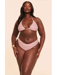 Plus Red Stripe Tanga Bikini Bottoms - 2