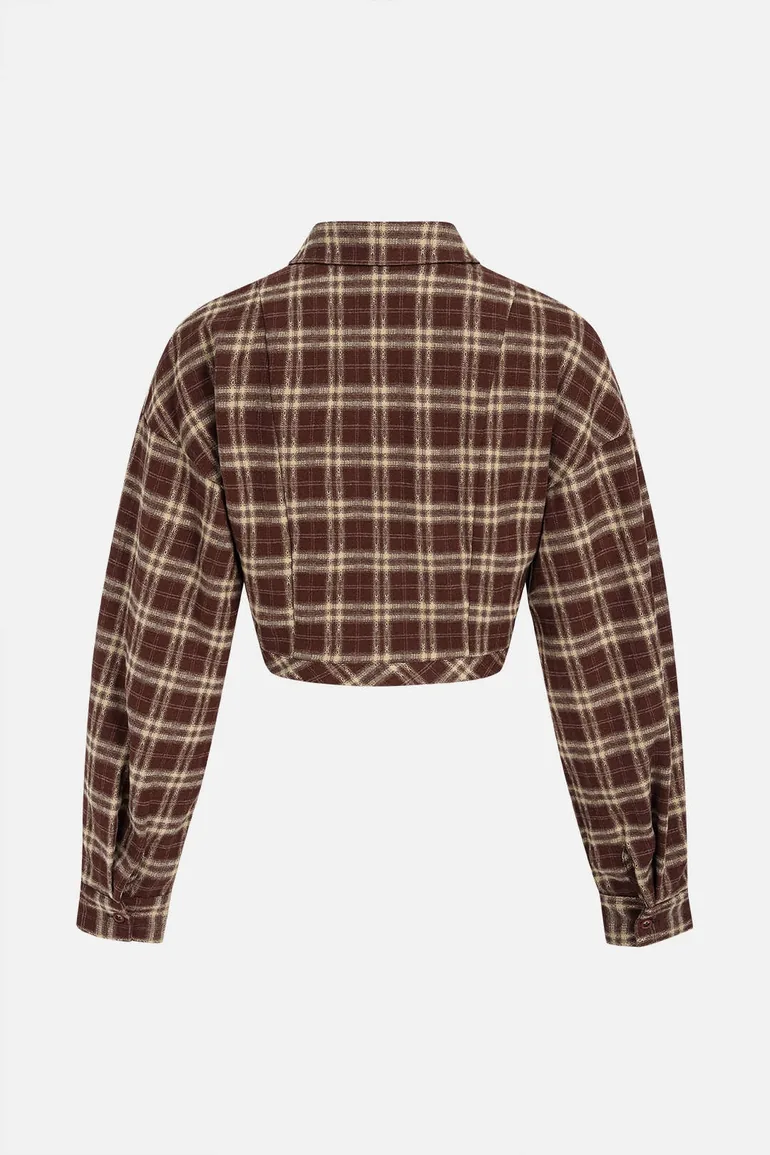 Plaid Print Button Long-Sleeve Shirt - 1