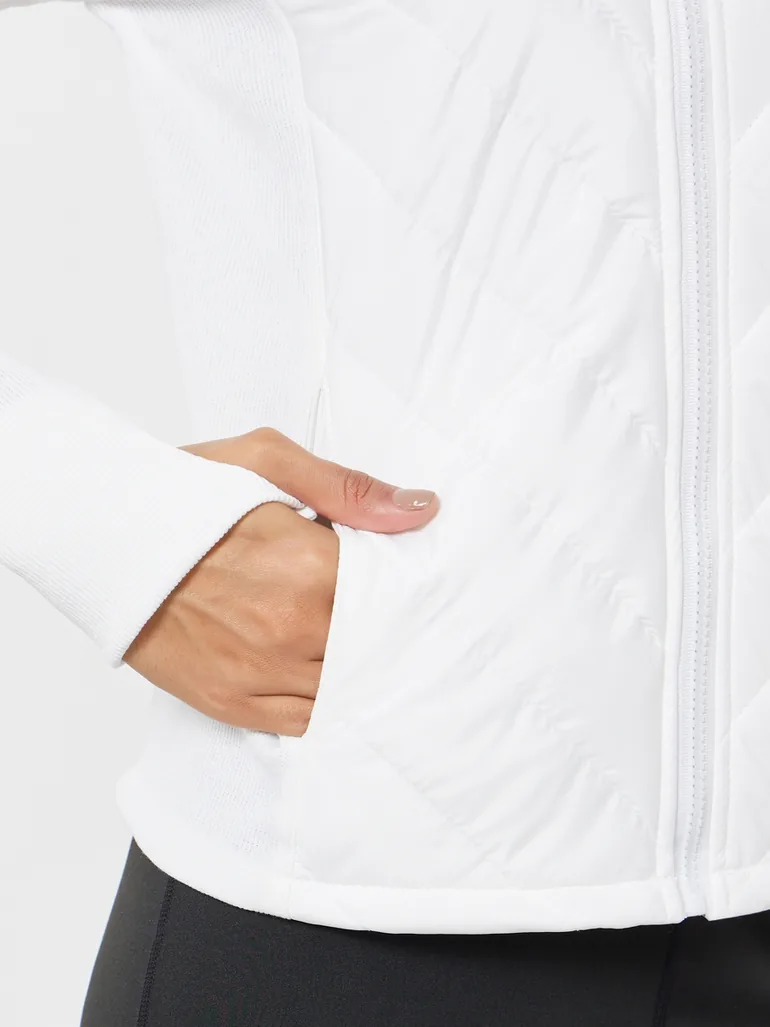 Solid Long Sleeve Thumbhole Detail Padded Jacket - 2