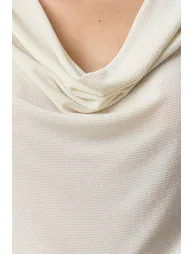 Ecru Cowl Collar Glittery Knitted Bodysuit - 4