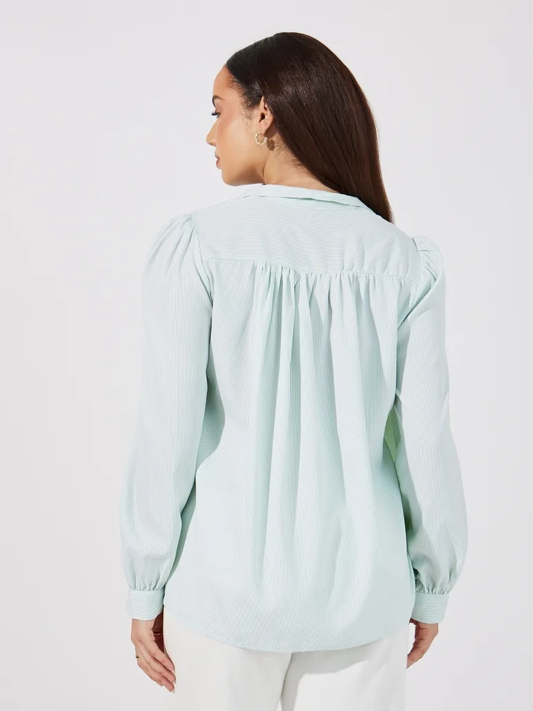 Striped Relaxed Fit Shirt with Button Placket - 4