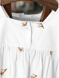 Girls Floral Embroidery Dress - 5