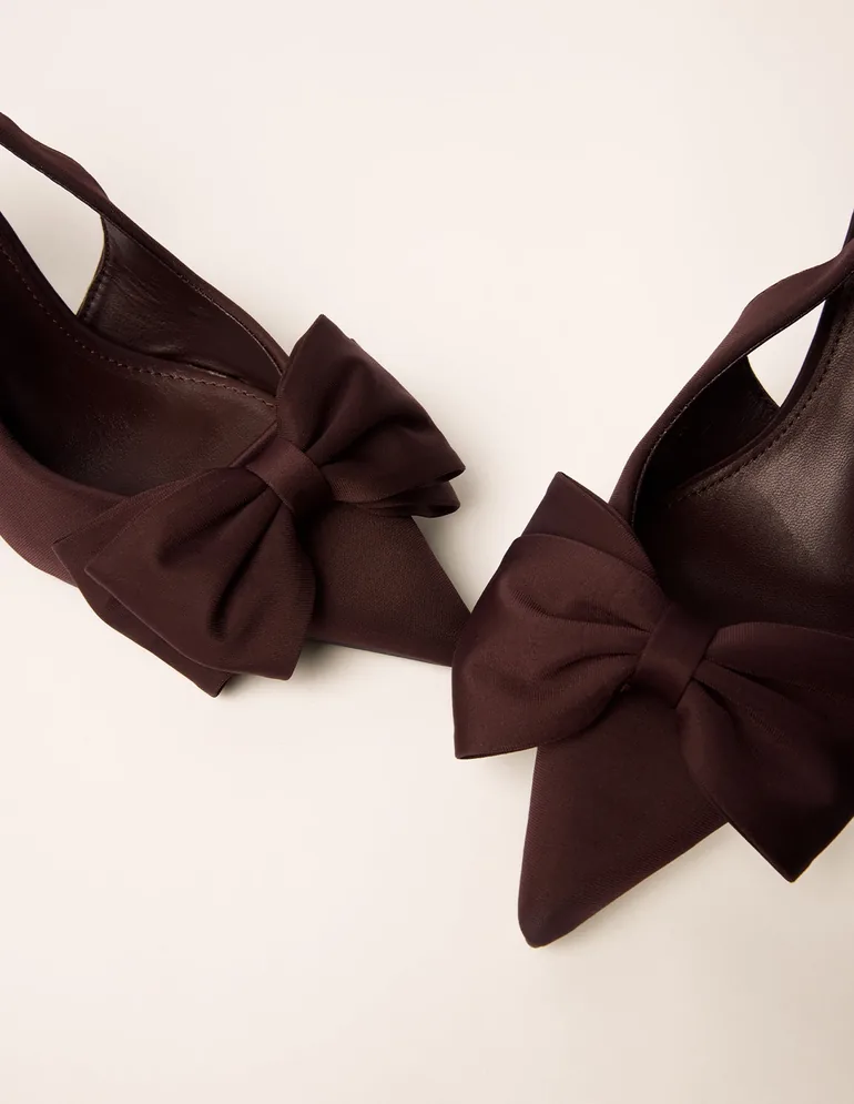 Bow Front Slingback Heels - 3