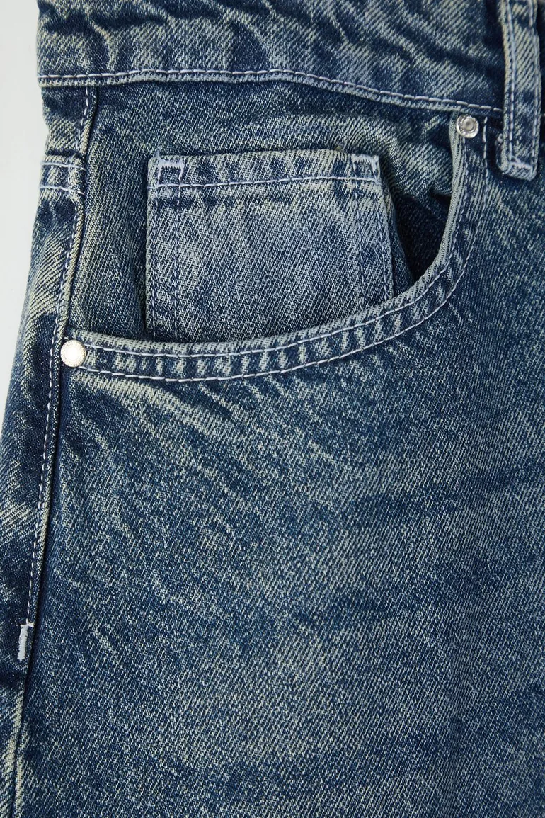 Blue High Waist Barrel Baggy Plus Size Jeans - 2