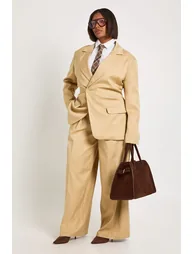 Plus Cinched Ruched Waist Blazer - mustard