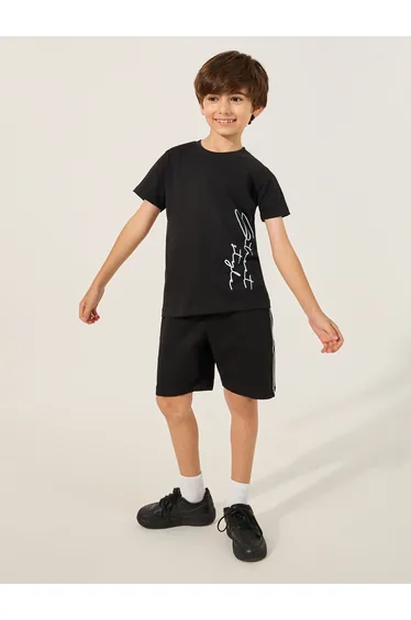 Placement Print T-Shirt and Shorts Co-Ords