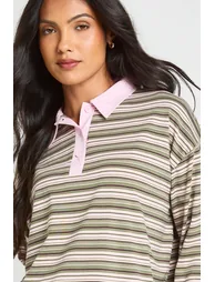 Maternity Stripe Rugby Top - green - 2