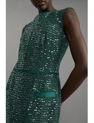 Tailored Sequin Tweed Drop Waist Midaxi Dress - 2