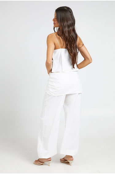 Linen Look Skirt Overlay Balloon Trouser - white product thumbnail 2