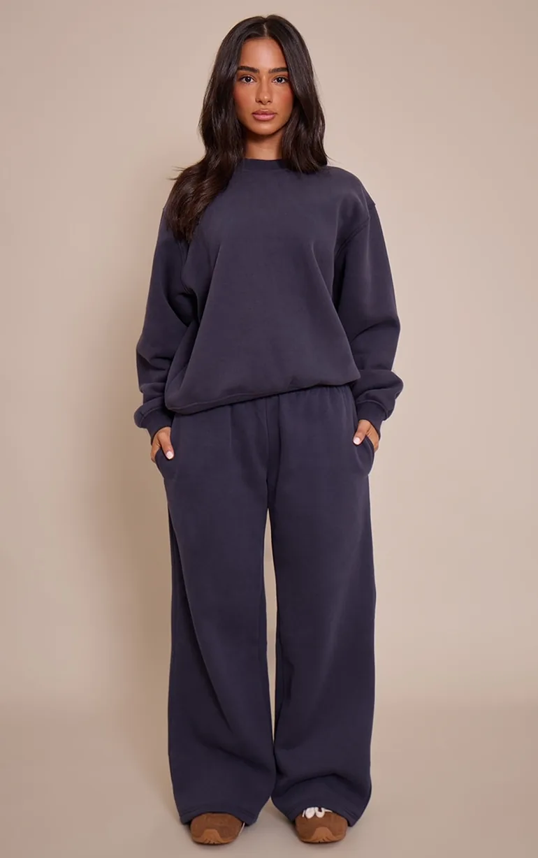 Petite Navy Oversized Crew Sweatshirt