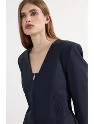 Archive Collection - Tailored Cotton Pintuck Grosgrain Zip Front Blazer - 2