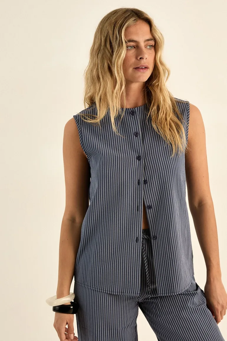 Stripe Sleeveless Vest - 1