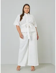 Plus Size Embroidered Pants with Side Pocket - 2