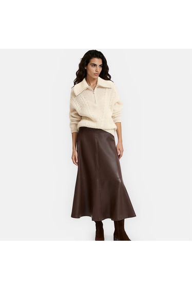 Full Faux Leather Midi Skirt