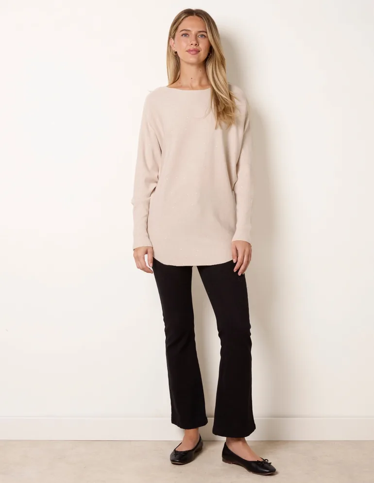 Batwing Glitter Knit Jumper