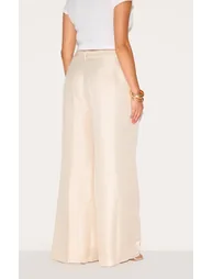 Plus Cream Textured Woven Tailored Trousers - 2