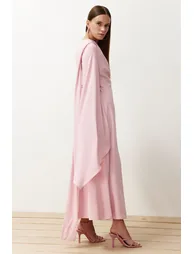 Powder Shawl Detailed Evening Dress - 2