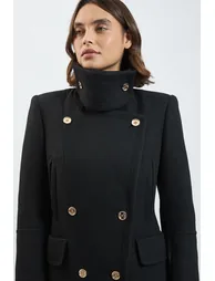 Wool Military Details Tailored Maxi Coat - 1