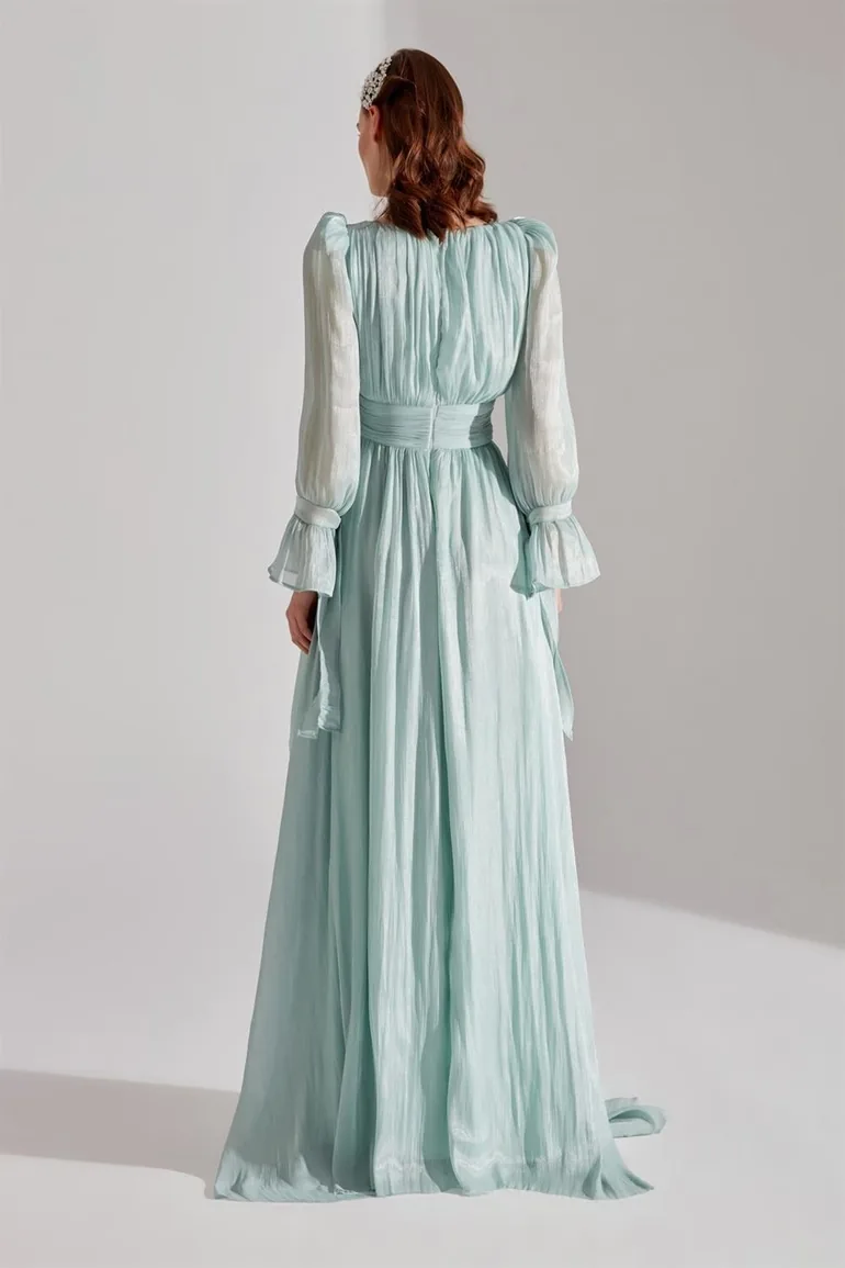 Anika Slit V-Neck Evening Dress - 4