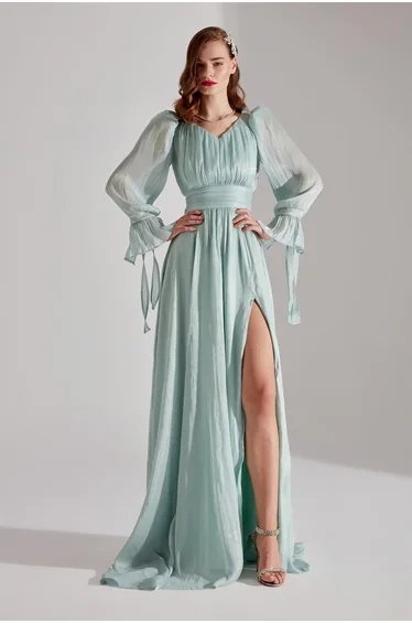 Anika Slit V-Neck Evening Dress