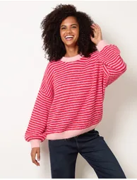 Striped Round Neck Knit Jumper - 1
