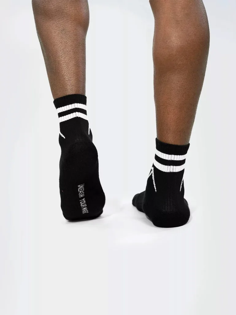Pack of 3 - Black Stripes Short Crew Cotton Socks - 2