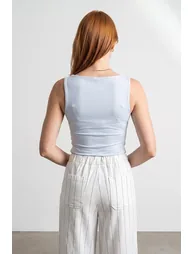 DILVIN Sleeveless Square-Neck Slim-Fit Jersey Blouse - 2