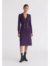 Long Sleeve Knitted Button Wrap Dress