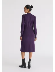 Long Sleeve Knitted Button Wrap Dress - 4