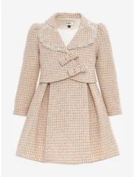 Florel Girls Jacket and Skirt Set in Beige - 1