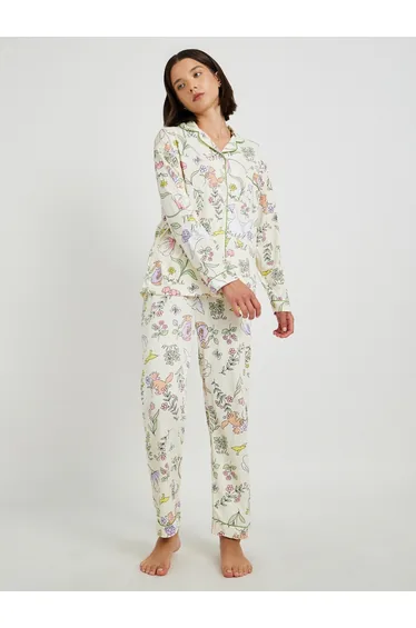 Floral Print Long Sleeve Shirt and Pyjama Set