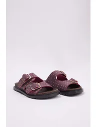 Burgundy Nubuck Trok Detailed Women's Slippers - 3