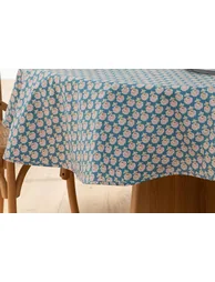 Nadesha Patterned 100% Coated Cotton Round Tablecloth