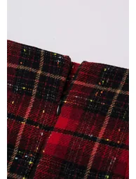 Flickering Plaid Mini Bud Skirt in Red - 5