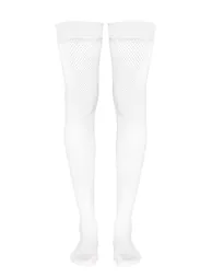 White Lace Top Fishnet Hold Ups