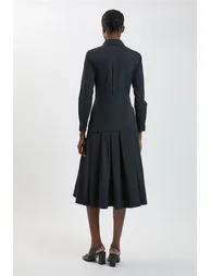 Tailored Pinstripe Collared Maxi Dress - 2