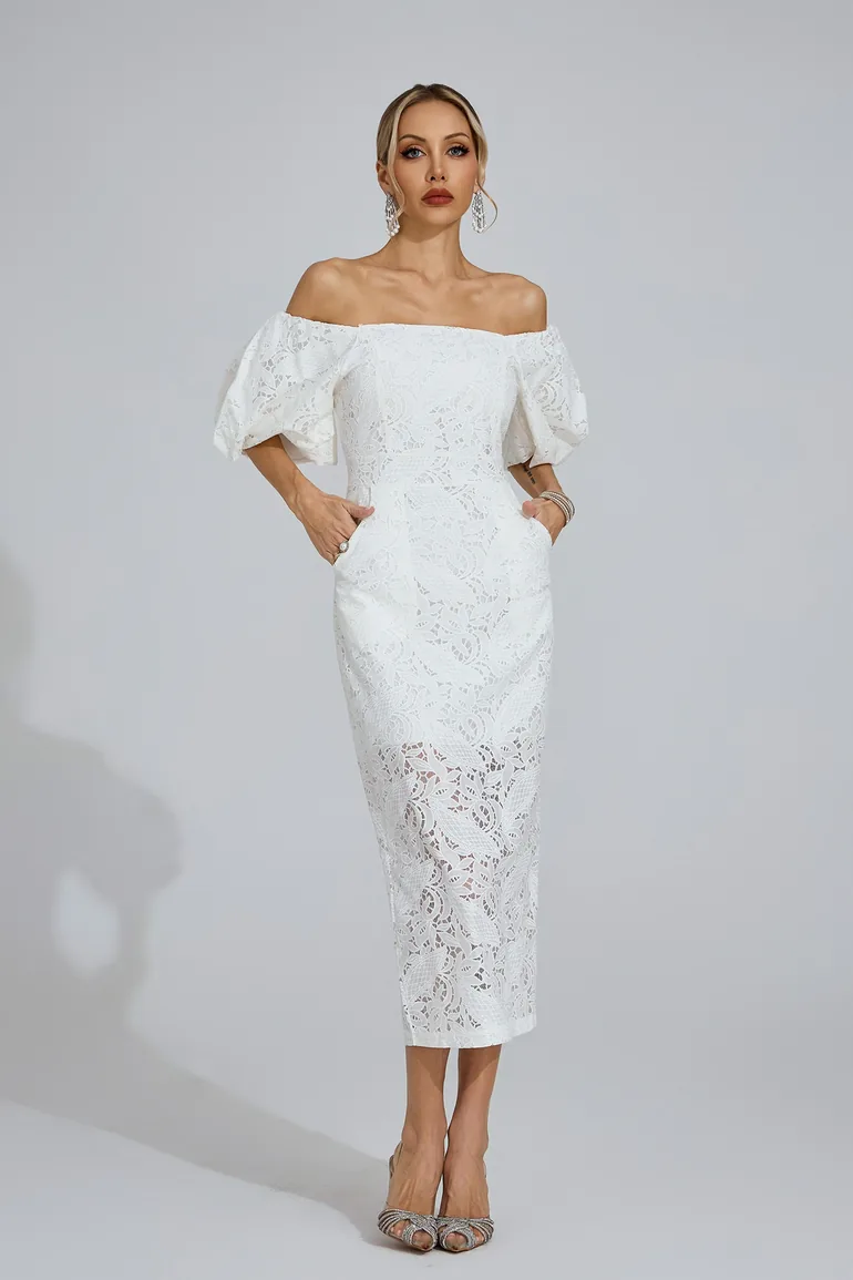 Arianell White One-Shoulder Maxi Dress