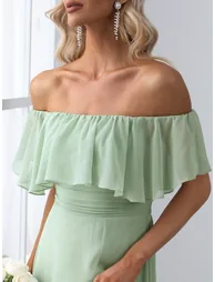 ever ÉMILE|Plus Size Off the Shoulder Formal Bridesmaid Dress with Thigh Split - 4