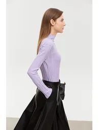 Wool - containing High Neck Slim Sweater - 3