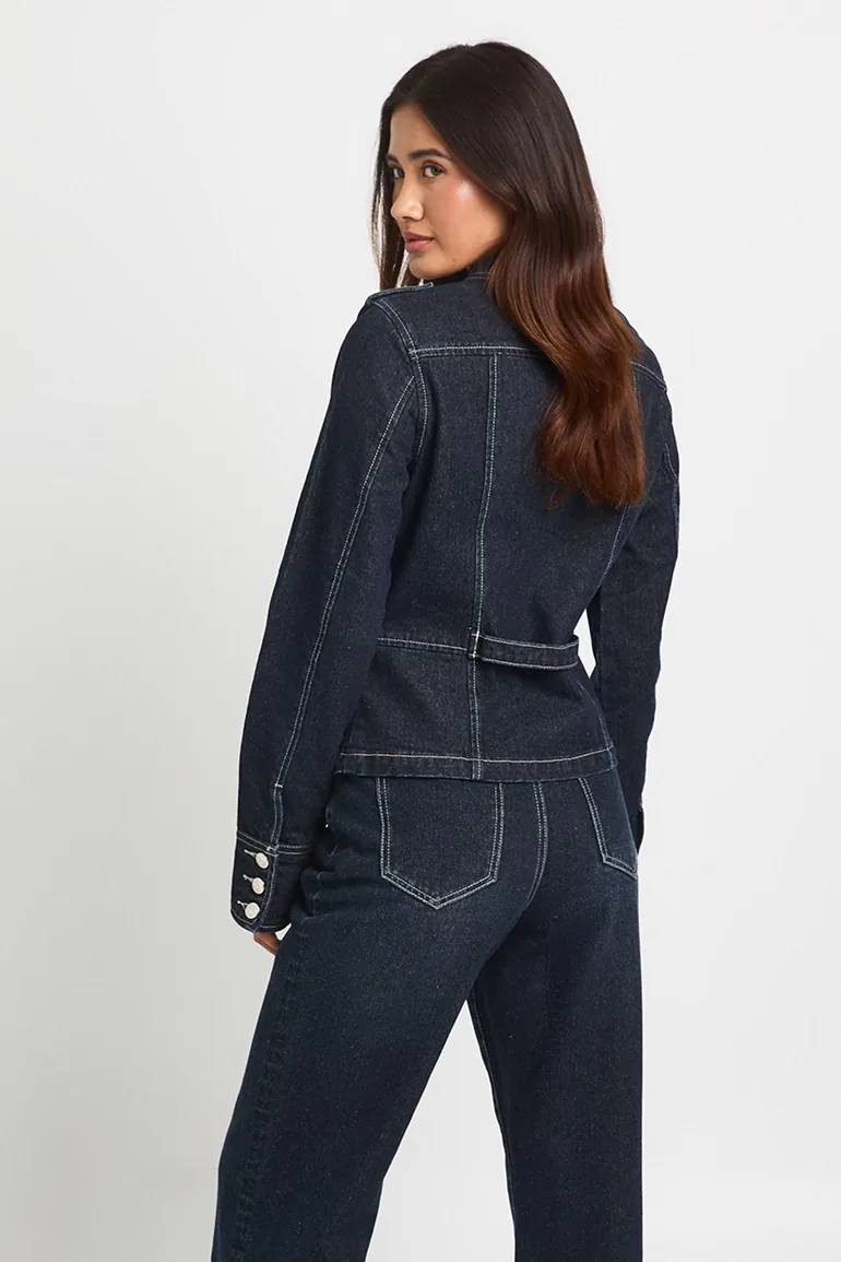 High Waist Turn Up Straight Leg Jean - rinse - 2
