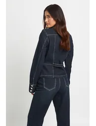 High Waist Turn Up Straight Leg Jean - rinse - 2