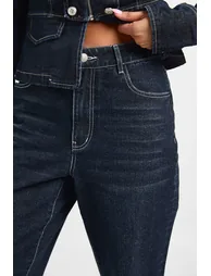 High Waist Turn Up Straight Leg Jean - rinse - 3
