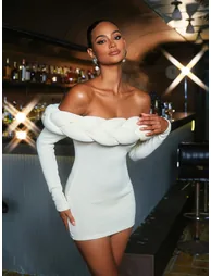 Keiandra Off Shoulder Knitted Mini Dress