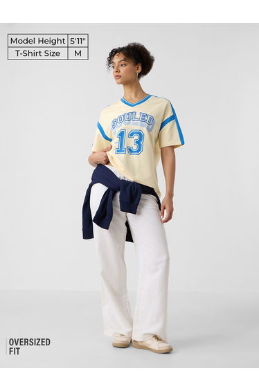 Cream Varsity Style Oversized T-Shirt