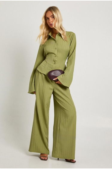 Textured Tie Back Shirt & Trouser Co-ord
