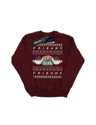 Friends Girls Fair Isle Central Perk Sweatshirt - Burgundy