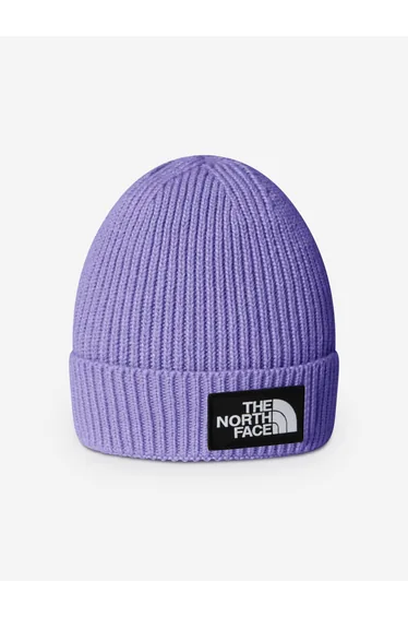 The North Face Kids Logo Box Cuffed Beanie in Purple