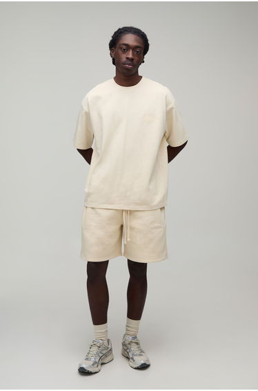 Heavyweight Embroidered Baggy Short - ecru